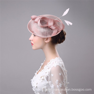 2017 Elegant Wholesale Women Wedding Bride Hats With Pink Flower